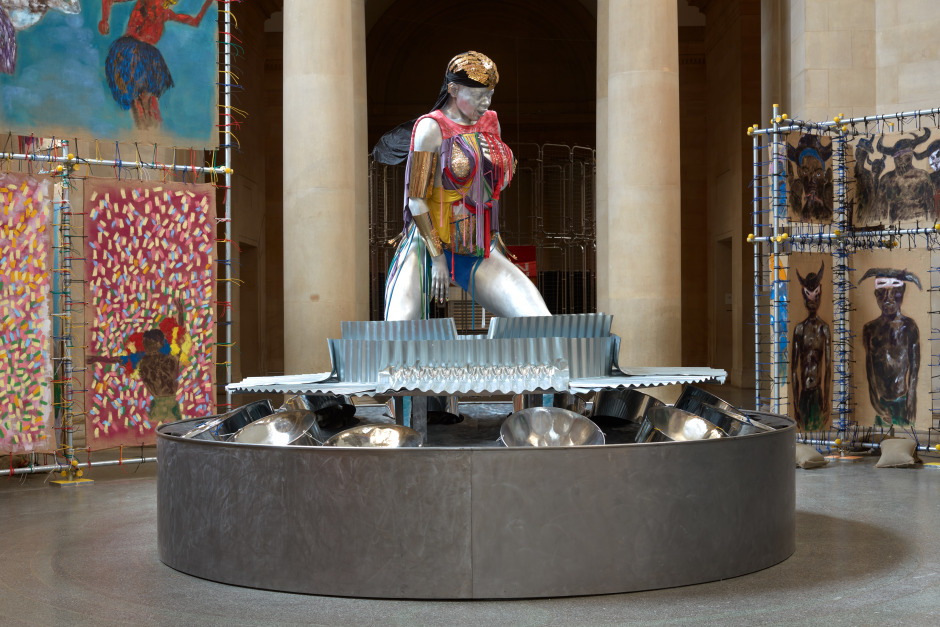 Installation view, Alvaro Barrington, GRACE, Tate Britain Commission, Tate Britain, London, 29 May 2024 - 26 January 2025  © Alvaro Barrington. Courtesy of the Artist, Sadie Coles HQ, Thaddaeus Ropac and MASSIMODECARLO.  Photo: Robert Glowacki
