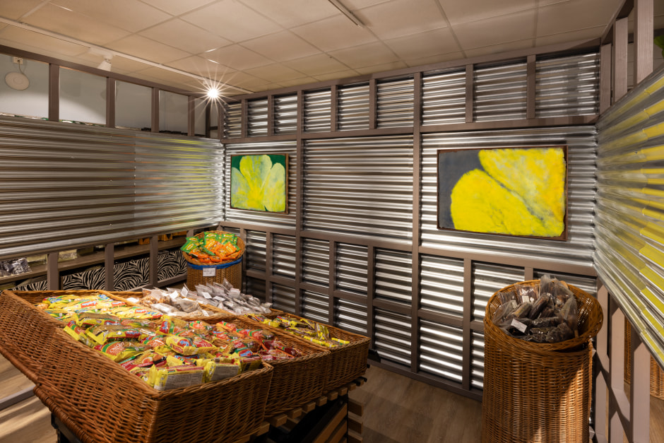 Installation view, Alvaro Barrington, COME HOME, Parcours, Art Basel, Tropical Zone, Clarastrasse 30, Basel, 10 - 16 June 2024  © Alvaro Barrington. Courtesy the Artist; Sadie Coles HQ, London; Thaddaeus Ropac gallery; and MASSIMODECARLO.  Photo: Robert Glowacki