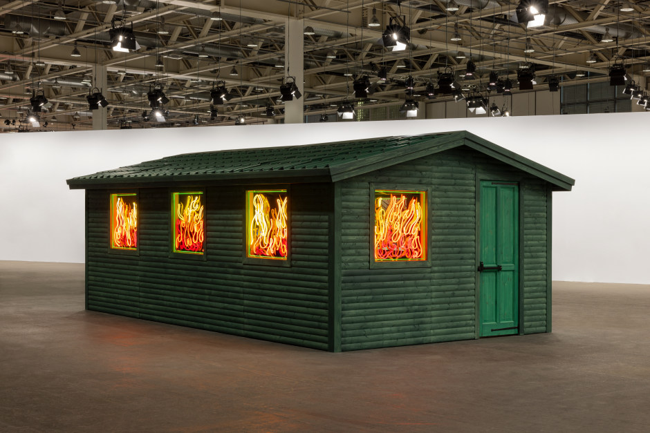 Installation view, Alex Da Corte, Hell Hole, Art Basel, Unlimited, 13 - 16 June 2024  © Alex Da Corte. Courtesy the Artist and Sadie Coles HQ, London.  Photo: Andrea Rossetti