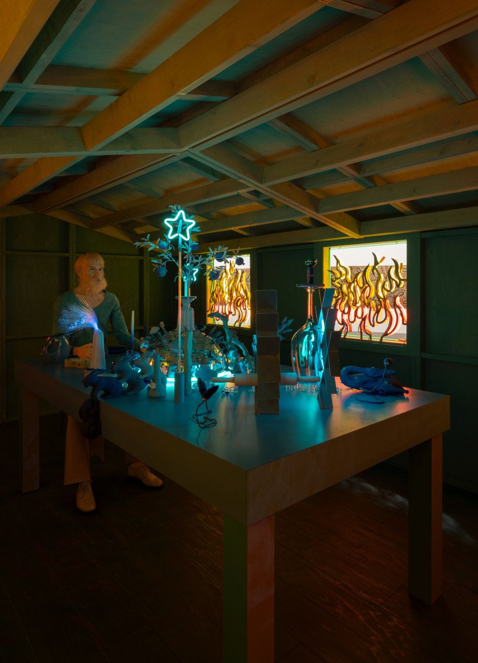 Installation view, Alex Da Corte, Hell Hole, Art Basel, Unlimited, 13 - 16 June 2024  © Alex Da Corte. Courtesy the Artist and Sadie Coles HQ, London.  Photo: Andrea Rossetti