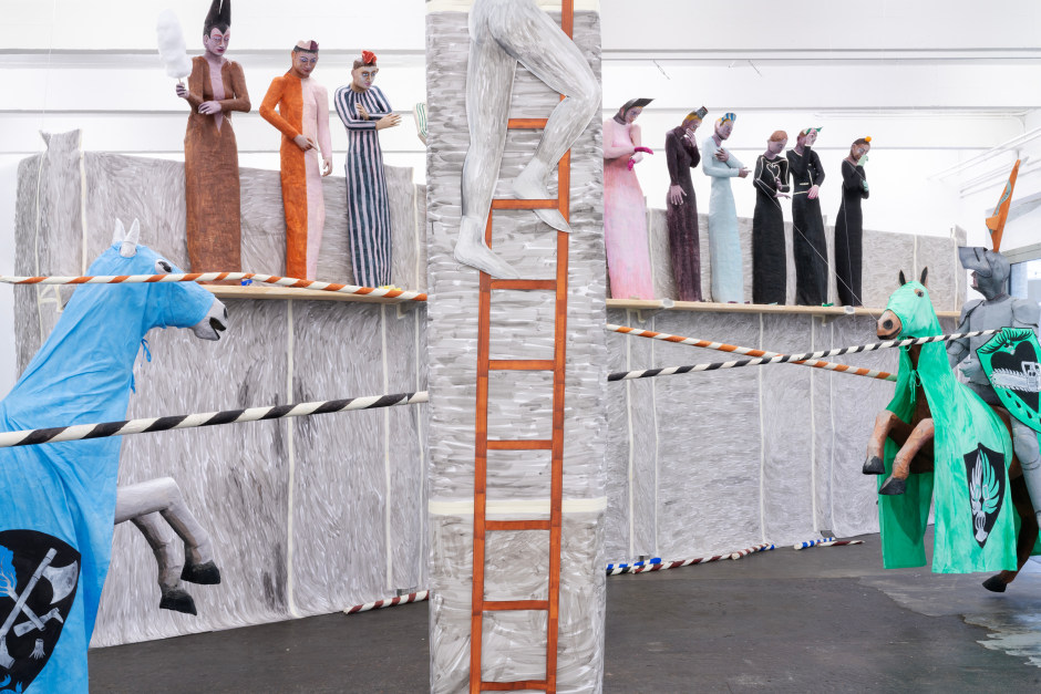 Installation view, Agnes Scherer, Ein seltsames Spiel, Kunst Halle Sankt Gallen, Sankt Gallen, 4 November 2023 - 21 January 2024  © Agnes Scherer. Courtesy of the Artist, ChertLüdde, Berlin and Sans titre, Paris  Photo: E. Sommer / Kunst Halle Sankt Gallen