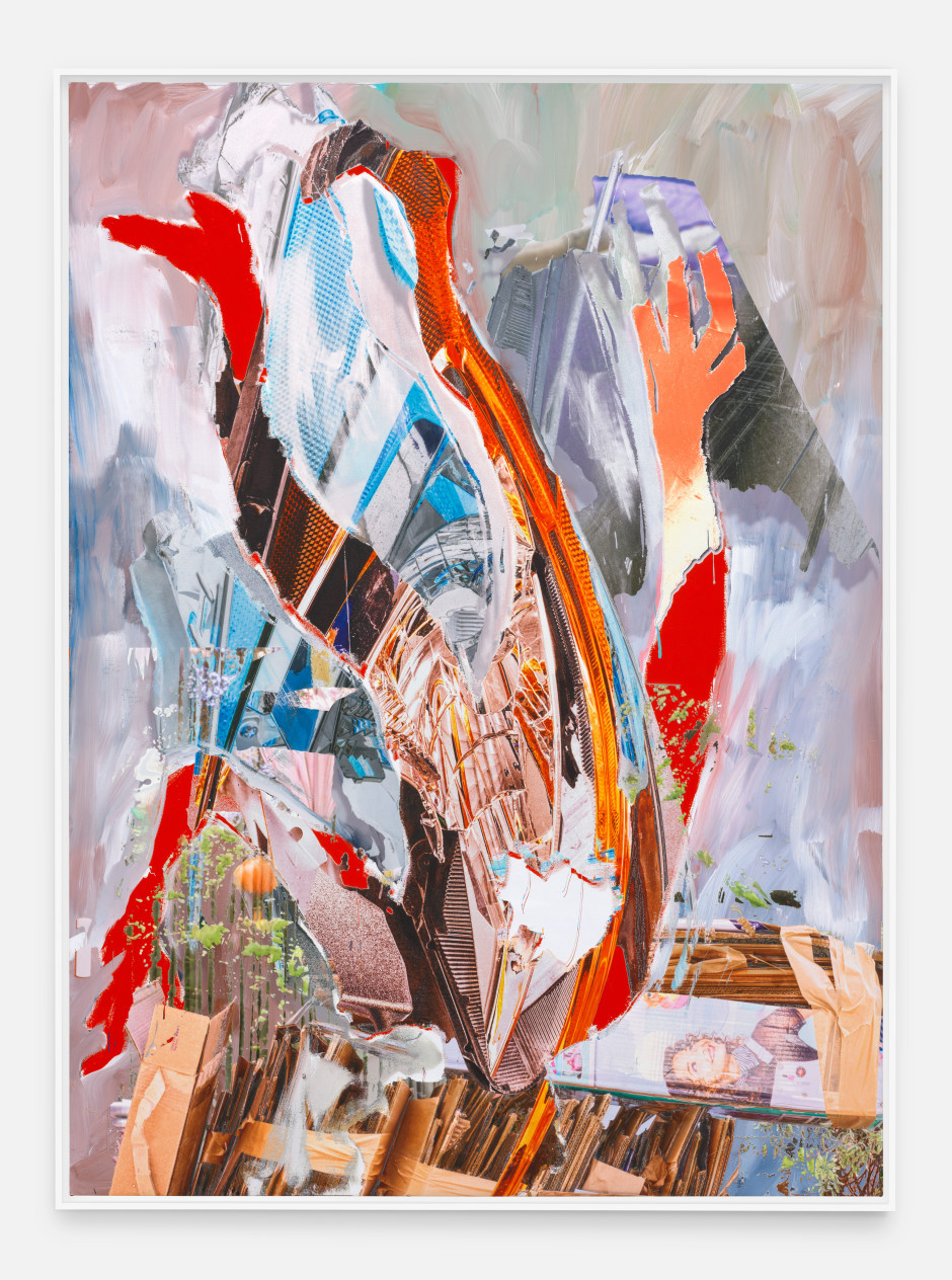 Invasive Species  2024  gesso, latex, acrylic paint, on canvas  site size: 224 x 162.8 x 4.3 cm / 88 . x 64 ⅛ x 1 . in  frame size: 227.9 x 166.8 x 8 cm / 89 . x 65 ⅝ x 3 ⅛ in