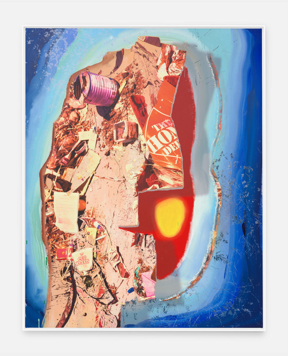Cup Noodles  2024  gesso, latex, acrylic paint, on canvas  site size: 168 x 132.5 x 4 cm / 66 ⅛ x 52 ⅛ x 1 ⅝ in  frame size: 172 x 136.4 x 8 cm / 67 . x 53 . x 3 ⅛ in