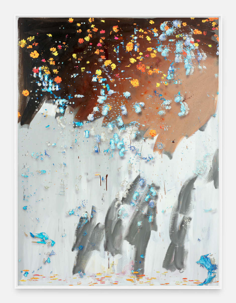 Reese's Pieces  2024  gesso, latex, acrylic paint, on canvas  site size: 203.4 x 152.6 x 4.4 cm / 80 ⅛ x 60 ⅛ x 1 . in  frame size: 207.4 x 156.7 x 8 cm / 81 ⅝ x 61 . x 3 ⅛ in