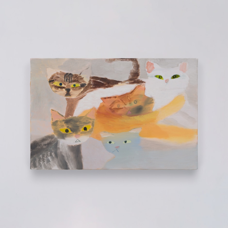 Yu Nishimura  a litter of kittens, 2024  oil on canvas  27.4 x 41.2 x 2.3 cm / 10 ¾ x 16 ¼ x ⅞ in  © Yu Nishimura. Courtesy the Artist, Sadie Coles HQ, London and Crèvecoeur, Paris.  Photo: Kei Okano