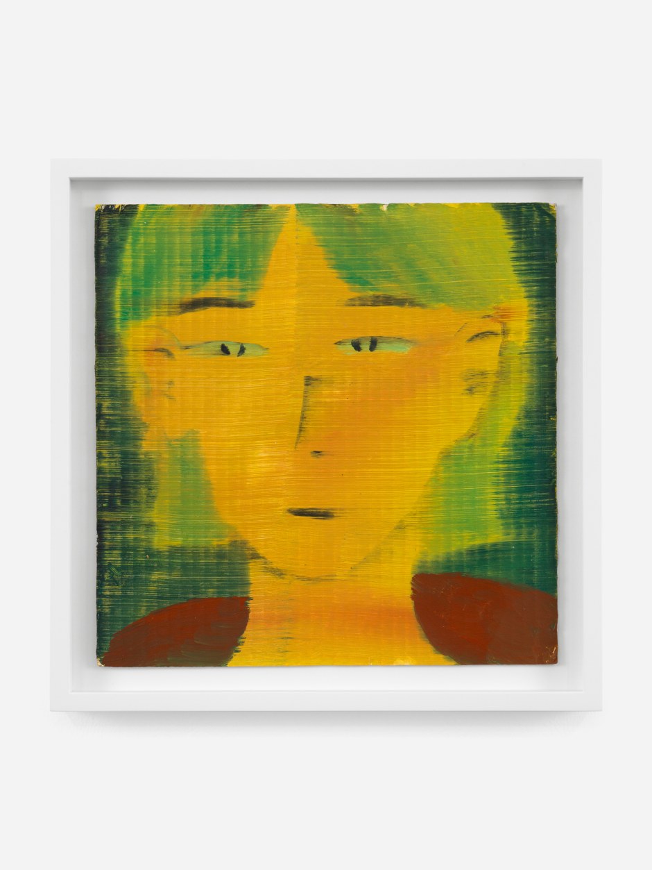 Yu Nishimura  8, 2024  Signed and dated on verso  oil on cardboard  site size: 32 x 32 x 0.5 cm / 12 ⅝ x 12 ⅝ x ¼ in frame size: 37.2 x 37.2 x 3.8 cm / 14 ⅝ x 14 ⅝ x 1 ½ in  © Yu Nishimura. Courtesy the Artist, Sadie Coles HQ, London and Crèvecoeur, Paris.  Photo: Katie Morrisson