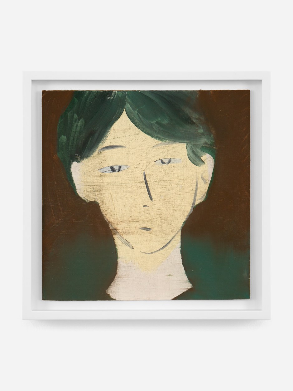 Yu Nishimura  5, 2023  Signed and dated on verso  oil on cardboard  site size: 32 x 32 x 0.5 cm / 12 ⅝ x 12 ⅝ x ¼ in frame size: 37.2 x 37.2 x 3.8 cm / 14 ⅝ x 14 ⅝ x 1 ½ in  © Yu Nishimura. Courtesy the Artist, Sadie Coles HQ, London and Crèvecoeur, Paris.  Photo: Katie Morrisson