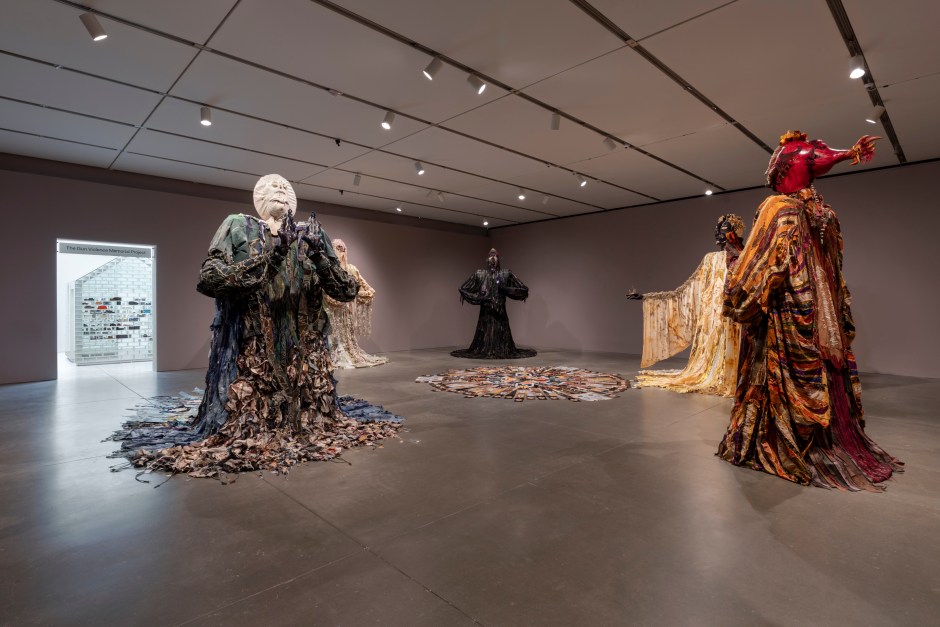 Installation view, Tau Lewis, Spirit Level, ICA Institute of Contemporary Art, Boston MA, USA, 29 August 2024 – 20 January 2025  © Tau Lewis. Courtesy of the Artist and ICA Institute of Contemporary Art, Boston.  Photo: Mel Taing