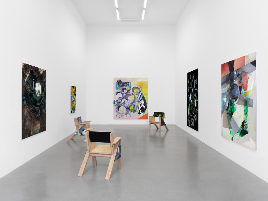 Installation view, Seth Price, Sadie Coles HQ, 1 Davies Street W1, 20 November 2024 - 08 February 2025  © Seth Price. Courtesy the Artist and Sadie Coles HQ, London.  Photo: Arthur Gray