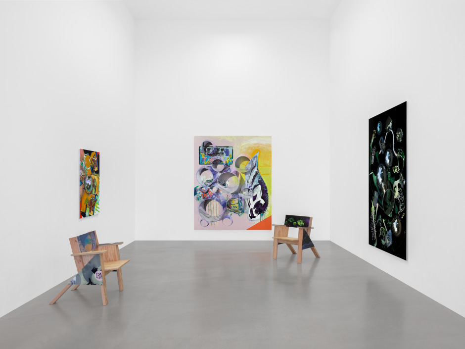 Installation view, Seth Price, Sadie Coles HQ, 1 Davies Street W1, 20 November 2024 - 08 February 2025  © Seth Price. Courtesy the Artist and Sadie Coles HQ, London.  Photo: Arthur Gray