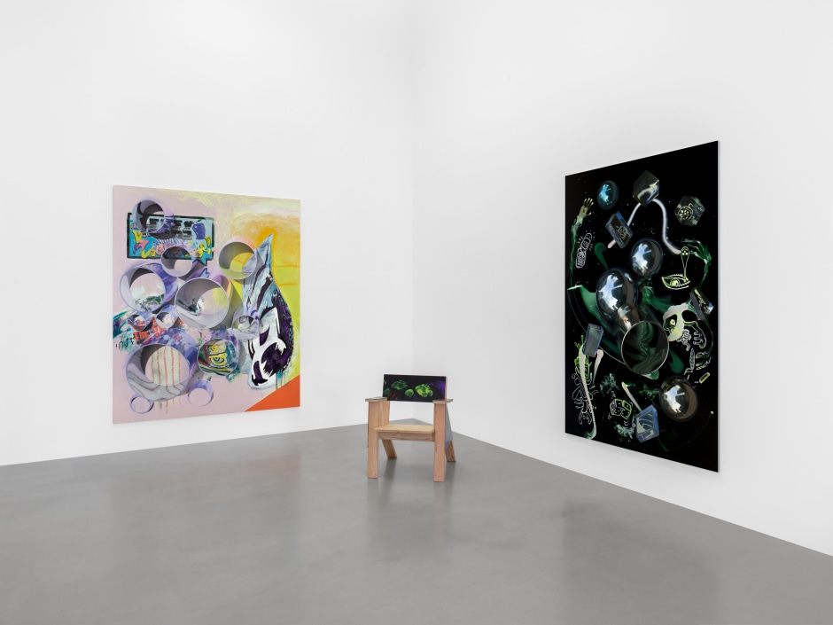 Installation view, Seth Price, Sadie Coles HQ, 1 Davies Street W1, 20 November 2024 - 08 February 2025  © Seth Price. Courtesy the Artist and Sadie Coles HQ, London.  Photo: Arthur Gray