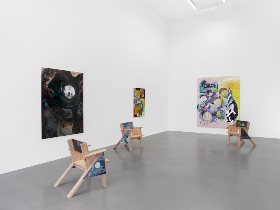 Installation view, Seth Price, Sadie Coles HQ, 1 Davies Street W1, 20 November 2024 - 08 February 2025  © Seth Price. Courtesy the Artist and Sadie Coles HQ, London.  Photo: Arthur Gray