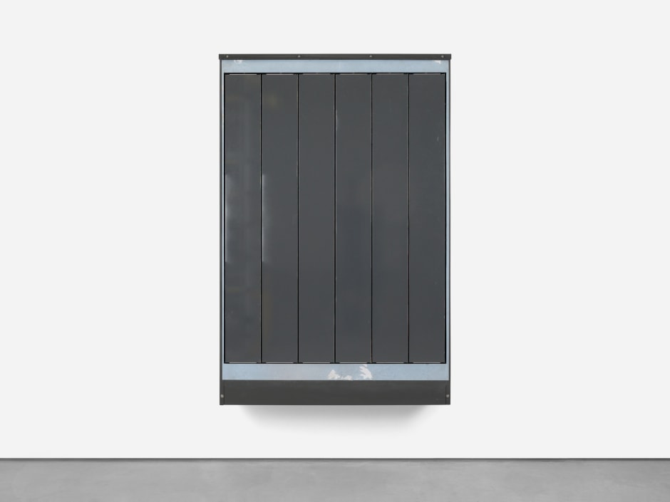 Untitled (Invaliden 3), 2024  rotating highway sign, spray paint, poster, vinyl  195 x 129 x 27 cm / 76 ¾ x 50 ¾ x 10 ⅝ in dur: 2 min