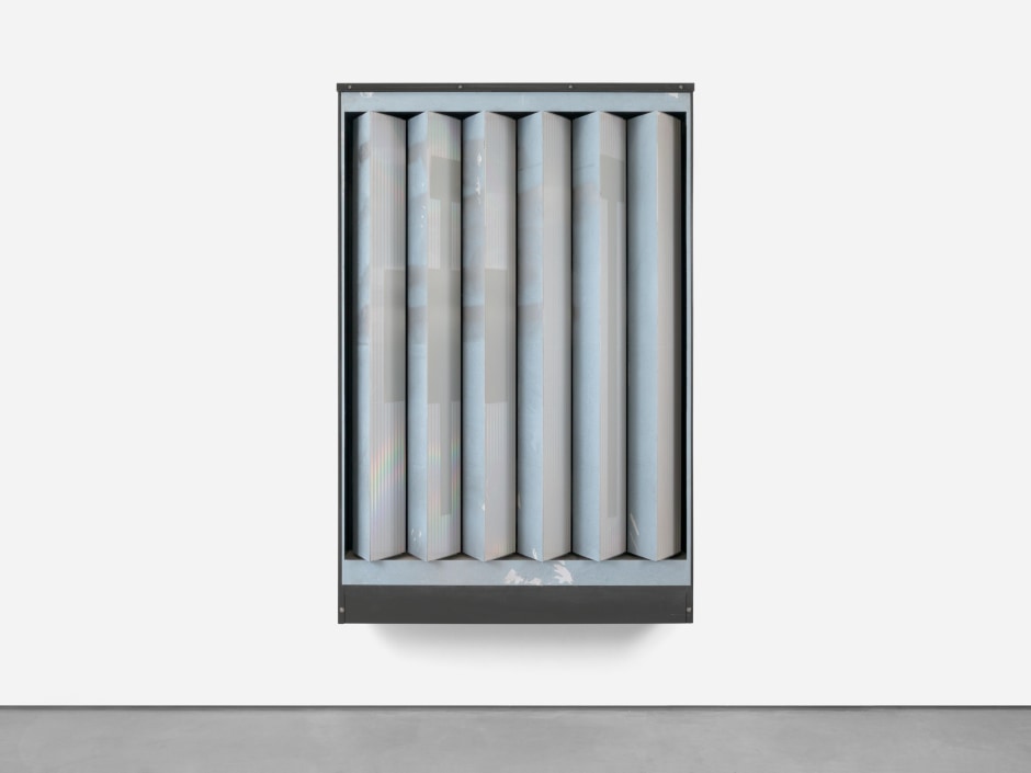 Untitled (Invaliden 3), 2024  rotating highway sign, spray paint, poster, vinyl  195 x 129 x 27 cm / 76 ¾ x 50 ¾ x 10 ⅝ in dur: 2 min