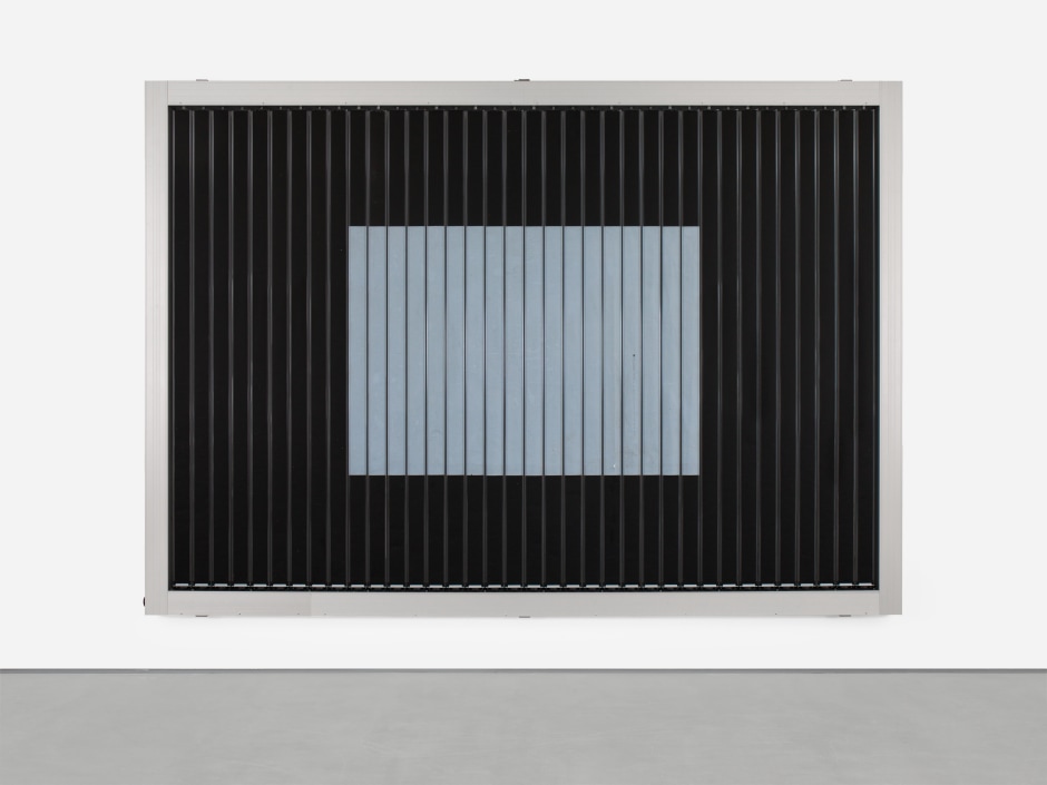 Untitled (Horizon), 2024  trivision billboard, paper, paint, poster, tape  271 x 410 x 12 cm / 106 ¾ x 161 ⅜ x 4 ¾ in dur: 20 sec  © Klara Liden. Courtesy of the Artist and Sadie Coles HQ, London.  Photo: Katie Morrison
