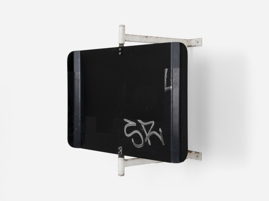 Untitled (SR), 2024  plastic, metal, paint  45.5 x 51 x 10 cm / 17 ⅞ x 20 ⅛ x 4 in  © Klara Liden. Courtesy of the Artist and Sadie Coles HQ, London.  Photo: Arthur Gray