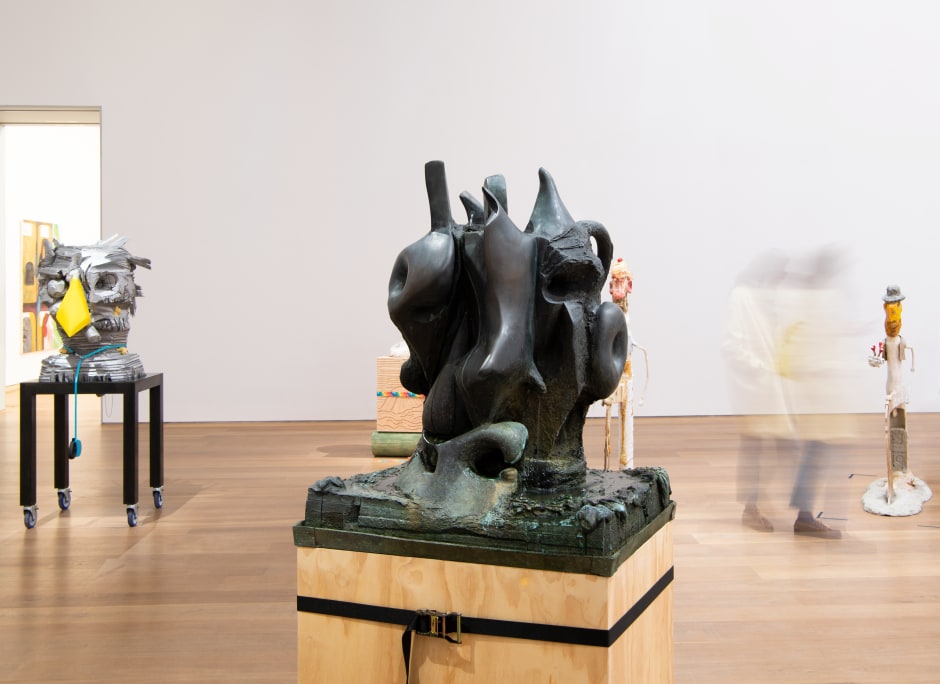 Installation view, Nicole Eisenman, What Happened, Museum Brandhorst, Munich, Germany, 24 March – 10 September 2023  © Nicole Eisenman. Courtesy the Artist and Bayerische Staatsgemäldesammlungen, Museum Brandhorst, Munich.  Photo: Margarita Platis