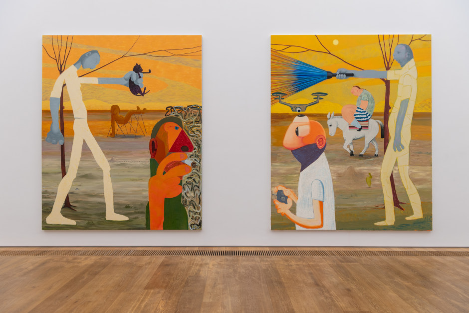 Installation view, Nicole Eisenman, What Happened, Museum Brandhorst, Munich, Germany, 24 March – 10 September 2023  © Nicole Eisenman. Courtesy the Artist and Bayerische Staatsgemäldesammlungen, Museum Brandhorst, Munich.  Photo: Margarita Platis