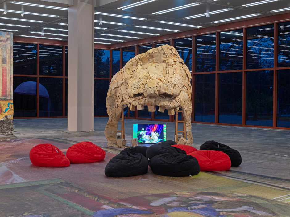 Installation view, Monster Chetwynd, Moths, Bats and Velvet Worms! Moths, Bats and Heretics!, Belvedere 21, Vienna, Austria, 7 November 2024 - 9 February 2025  © Monster Chetwynd. Courtesy of the Artist and Belvedere 21, Vienna.  Photo: Johannes Stoll / Belvedere