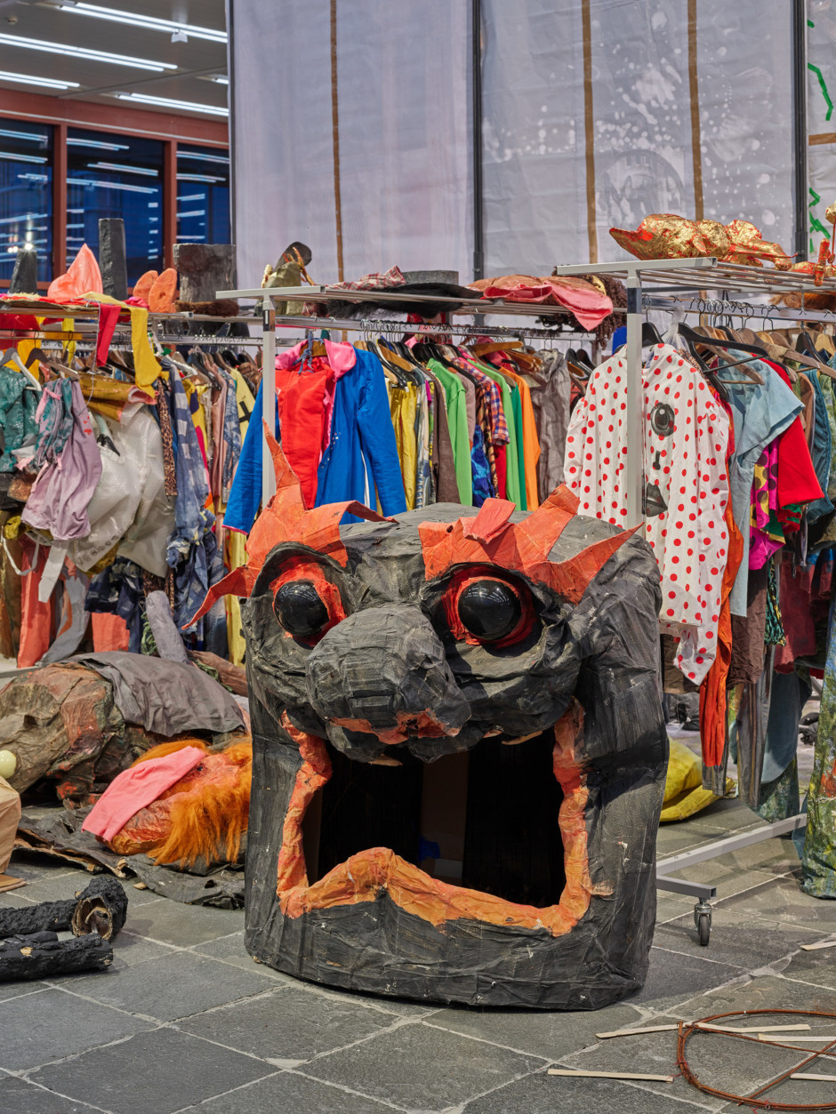 Installation view, Monster Chetwynd, Moths, Bats and Velvet Worms! Moths, Bats and Heretics!, Belvedere 21, Vienna, Austria, 7 November 2024 - 9 February 2025  © Monster Chetwynd. Courtesy of the Artist and Belvedere 21, Vienna.  Photo: Johannes Stoll / Belvedere