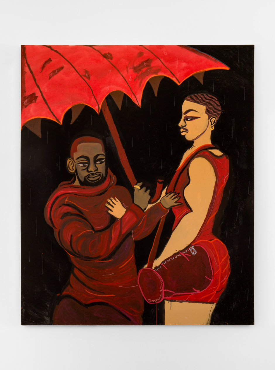 Love Comes Together in the Rain, You and Me, Heart to Heart2025  acrylic paint, marker, oil stick and colour pencil on canvas  182.9 x 152.4 cm / 72 x 60 in