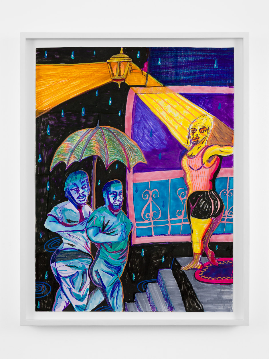These Friends Coming Together, 2025  colour pencil and marker on paper  Site size: 61 x 45.7 cm / 24 x 18 in. Frame size: 67.6 x 52.2 x 4 cm / 26 ⅝ x 20 ½ x 1 ⅝ in.