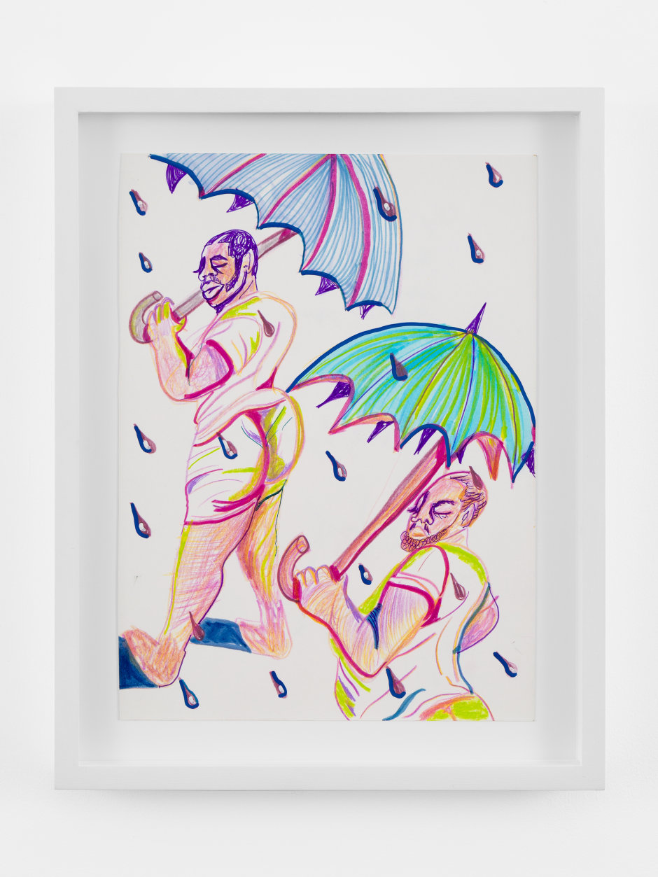 Daylight Rain, 2025  colour pencil and marker on paper  Site size: 30.5 x 22.9 cm / 12 x 9 in. Frame size: 37 x 29.5 x 4 cm / 14 ⅝ x 11 ⅝ x 1 ⅝ in.