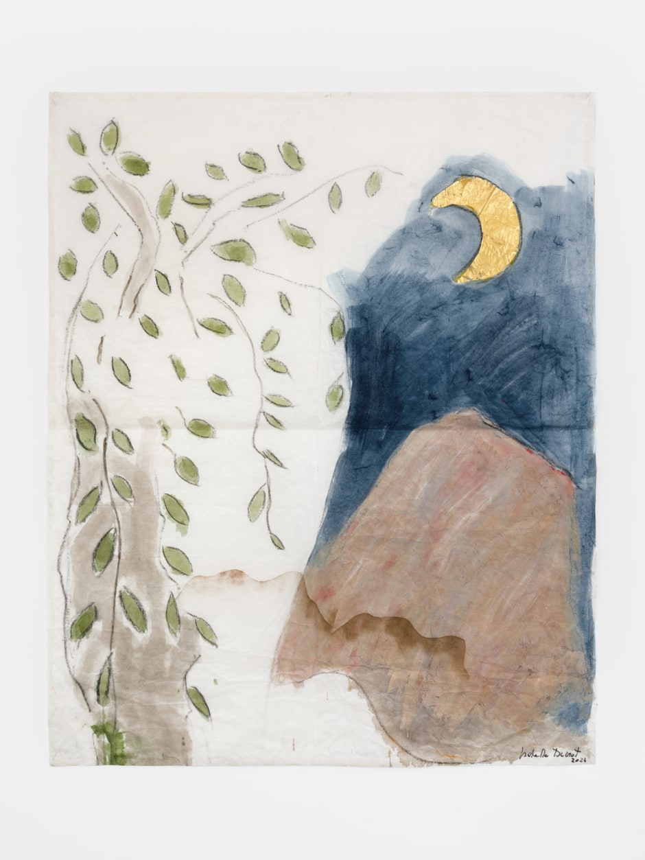 Landscape with gold moon 2024  pastel and pigments on Japanese paper  122 x 99 cm / 48 x 39 in