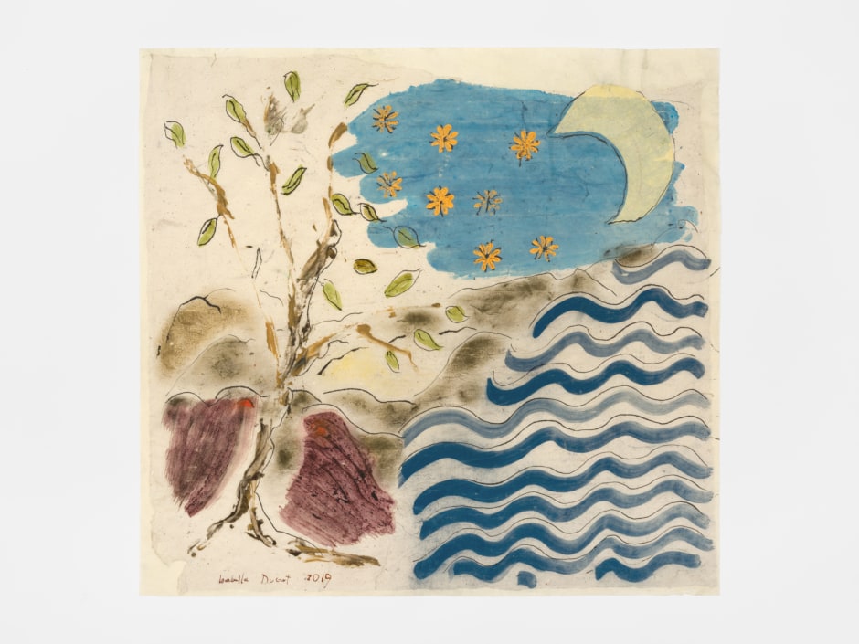 Bella Terra 2019  China ink, pigments and collage on paper  site size: 50.5 x 53.5 cm / 19 ⅞ x 21 in frame size: 64.5 x 65.5 x 6 cm / 25 ⅜ x 25 ¾ x 2 ⅜ in