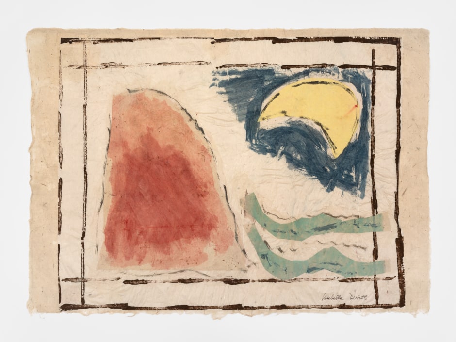 Landscape with Moon 2021  pigments and collage on paper  47.5 x 67 cm / 18 ¾ x 26 ⅜ in