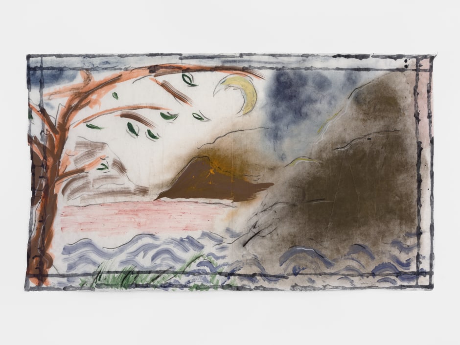 Bella Terra 2021  pigments, pencil and collage on paper  site size: 75.5 x 130 cm / 29 ¾ x 51 ⅛ in frame size: 87 x 142 x 6 cm / 34 ¼ x 55 ⅞ x 2 ⅜ in