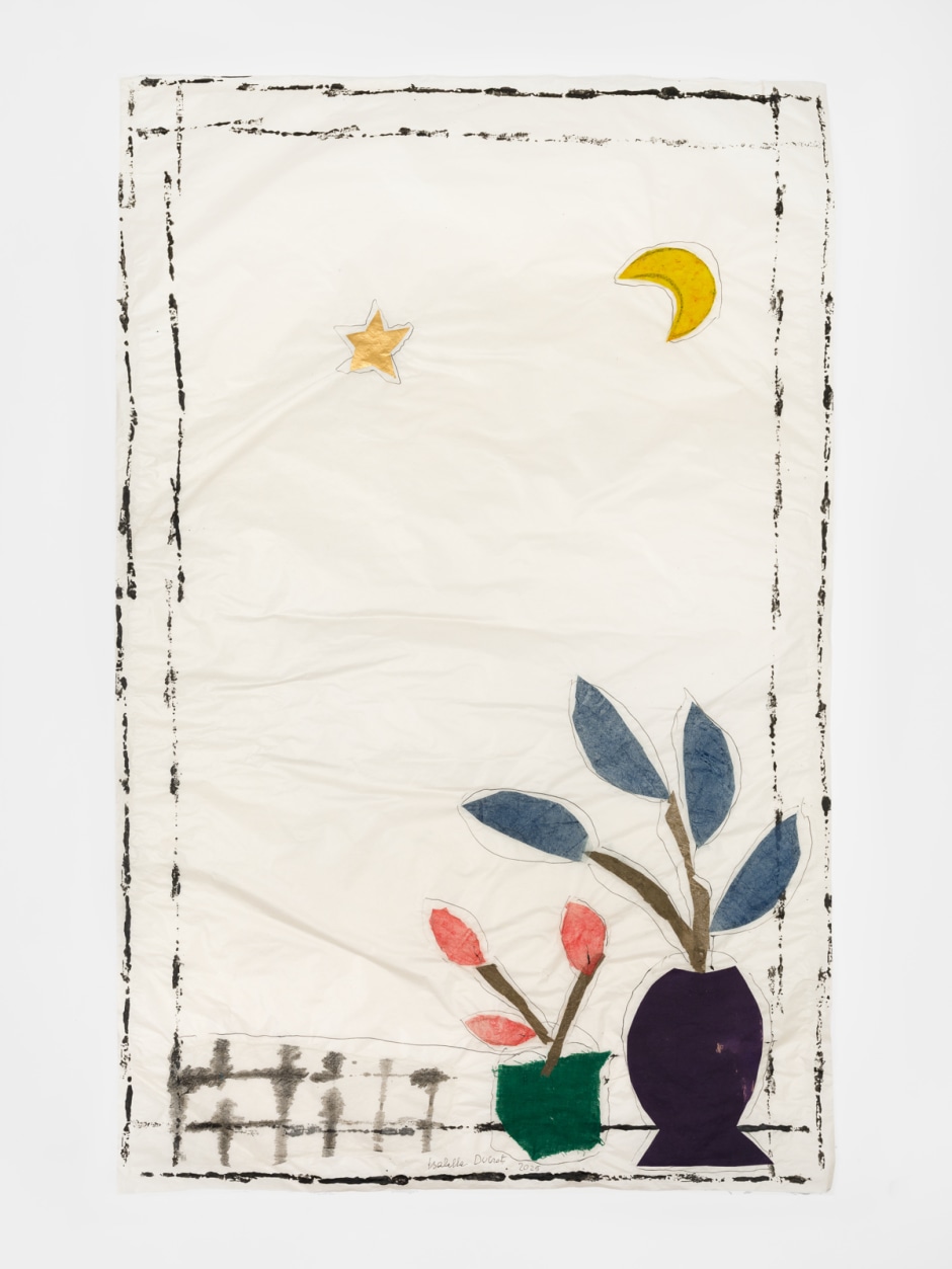 Incongruous XX 2025  China ink, pigments, textile and collage on Japanese paper  site size: 95 x 61 cm / 37 ⅜ x 24 in frame size: 107 x 72 x 6 cm/ 42 ⅛ x 28 ⅜ x 2 ⅜ in