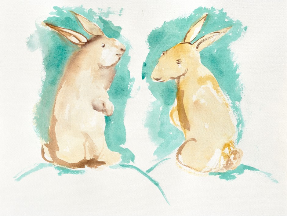 Rabbits, 2020  watercolour on paper  46 × 61 cm  18.1 × 24 in