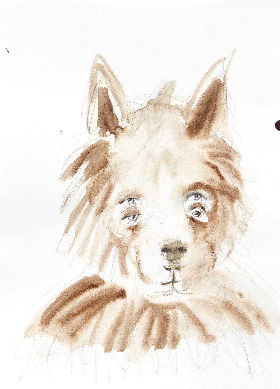 Portrait of a dog, double-eyed, 2020  watercolour and pencil on paper  40.5 × 29.3 cm  15.9 × 11.5 in