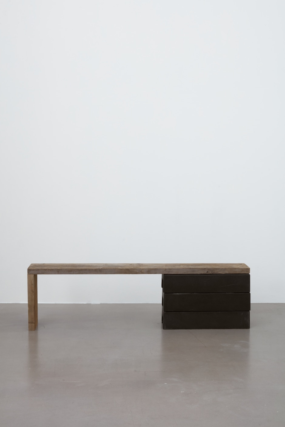 Untitled (bench) , 2020  rubber, wood  48.5 x 171 x 24.5 cm / 19 ⅛ x 67 ⅜ x 9 ⅝ in