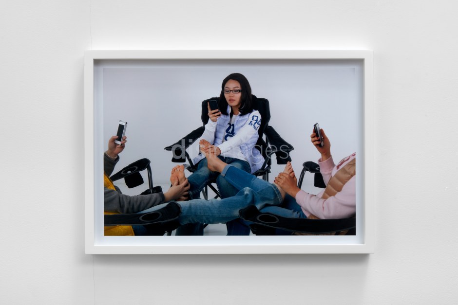 DIS  DISImages The New Wholesome (Tags: Old Navy, Group Massage, Campers, Texting), 2013  C-type print  framed 50.8 x 71.1 x 4.1 cm / 20 x 28 x 1 ⅝ in