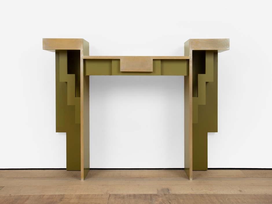 Max Clendinning  Console, 2011  made for the artist's home; painted and silvered wood  88 x 116.5 x 28 cm / 34 ⅝ x 45 ⅞ x 11 in  © Max Clendinning, courtesy Sadie Coles HQ, London  Photo: Katie Morrison