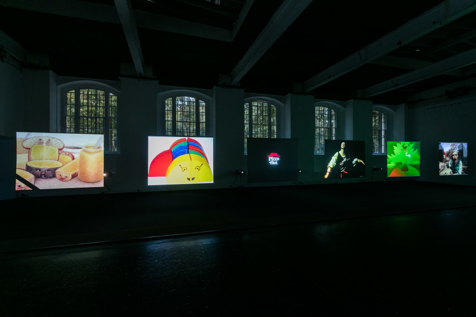 Installation view, Seth Price, Seth Price - Circa 1981, Institute of Contemporary Arts, London, 4 October 2017 – 7 January 2018.  © Seth Price, courtesy ICA Institute of Contemporary Arts, London  Photo: Mark Blower
