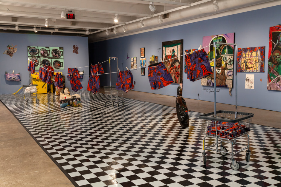 Installation view, Big Wash, The Fabric Workshop and Museum, Philadelphia, 5 January - 20 June 2021  © Jonathan Lyndon Chase. Courtesy the artist and The Fabric Workshop and Museum, Philadelphia.