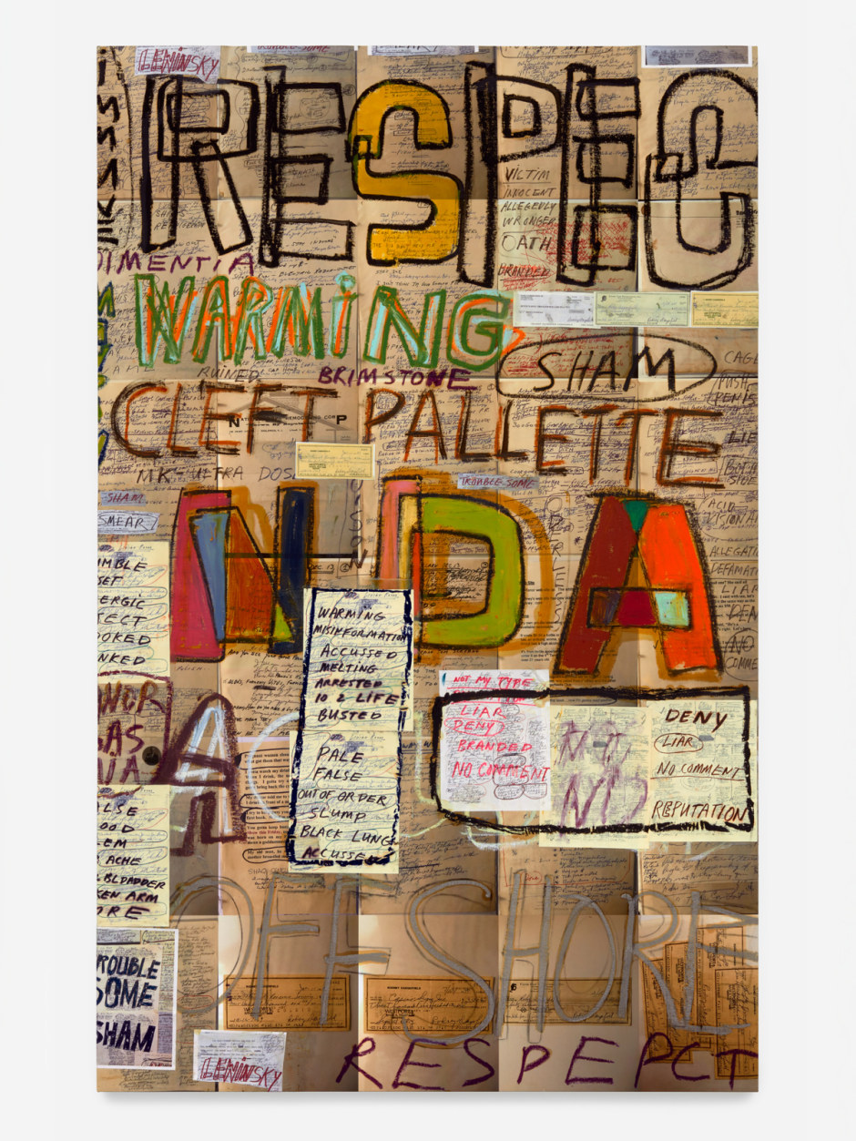 Richard Prince  Untitled, 2019-2020  collage, oil stick, marker, colored pen, gel medium, ink jet, canvas  205.7 x 129.5 x 4 cm / 81 x 51 x 1 ⅝ in  © Richard Prince, courtesy Sadie Coles HQ, London.  Photo: Katie Morrison