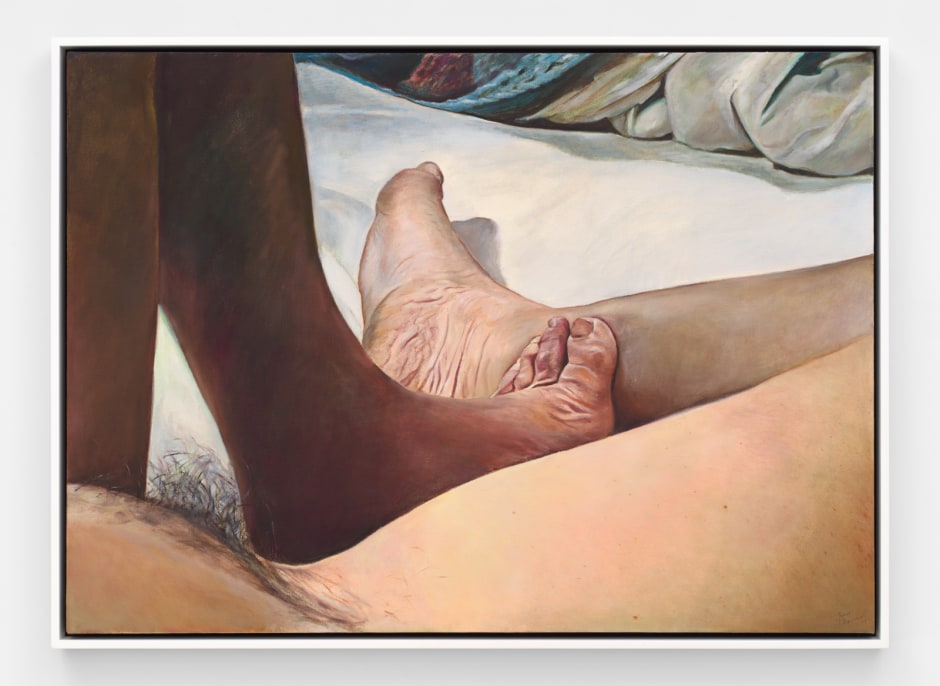 Joan Semmel  For Foot Fetishists, 1977  oil on canvas  site size: 91.4 x 127 x 4 cm / 36 x 50 x 1 ⅝ in fame size: 96 x 131.8 x 5.1 cm / 37 ¾ x 51 ⅞ x 2 in  © Joan Semmel, courtesy Alexander Gray Associates, New York  Photo: Dan Bradica