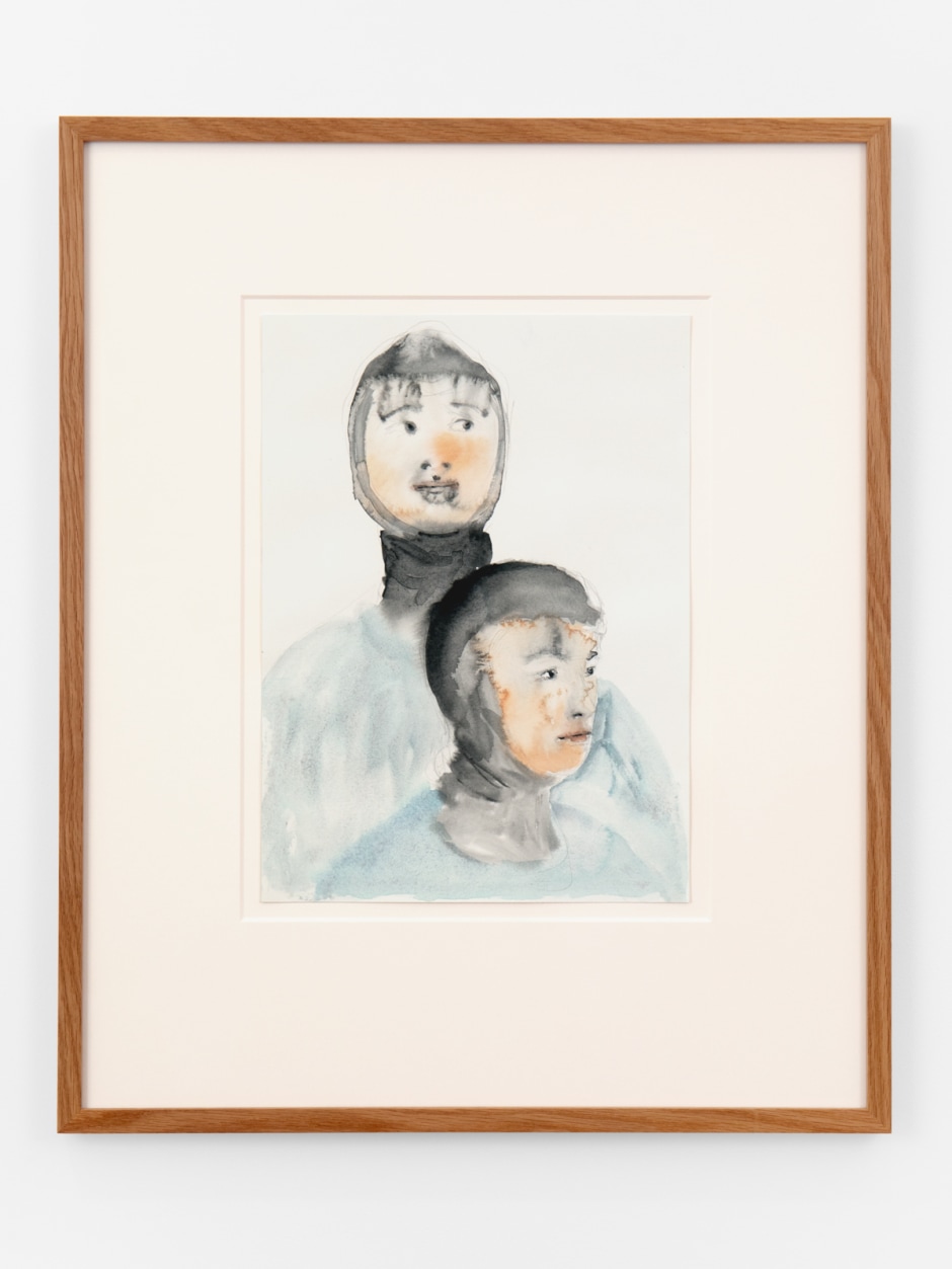 Paloma Varga Weisz  Konrad & Lazlo, 2023  watercolour and pencil on paper  site size: 36 x 26 cm / 14 ⅛ x 10 ¼ in. frame size: 62 x 50 x 2.5 cm / 24 ⅜ x 19 ¾ x 1 in.  © Paloma Varga Weisz, courtesy Sadie Coles HQ, London  Photo: Katie Morrison