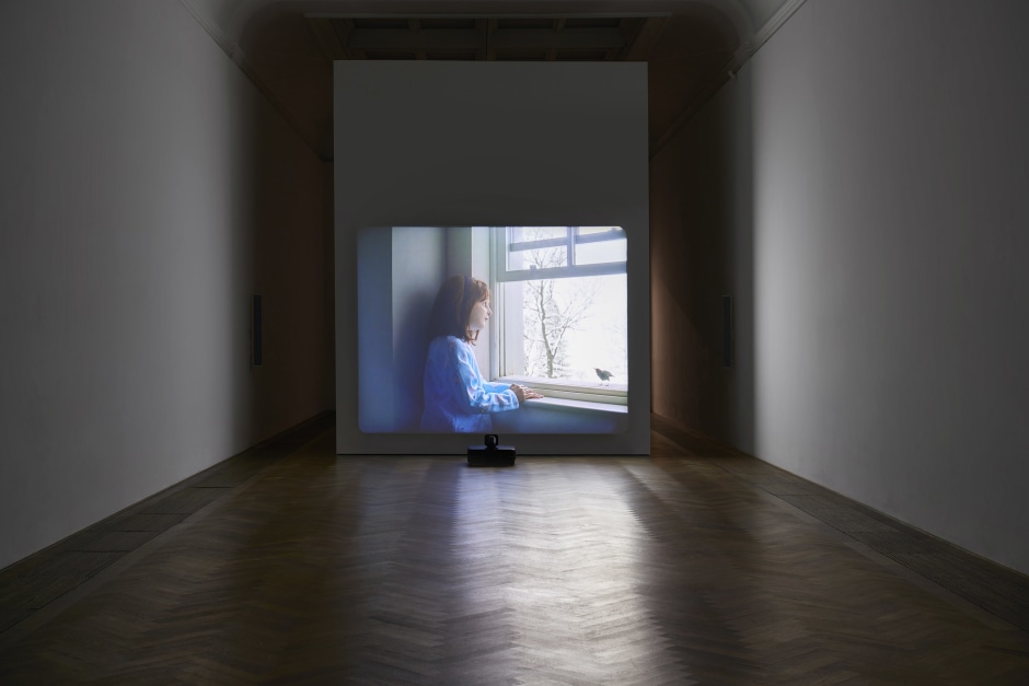Installation view, Diego Marcon, Have You Checked The Children, Kunsthalle Basel, Basel, 27 October 2023 - 21 January 2024  © Diego Marcon, Courtesy the artist, Kunsthalle Basel, Basel and Sadie Coles HQ, London  Photo: Philipp Hänger