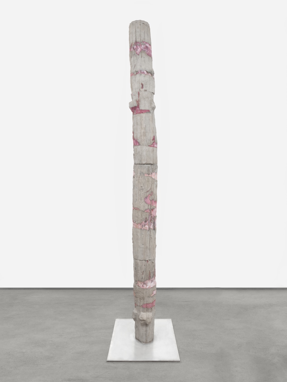 Yu Ji  Column No.3 - 2  2023  concrete, soap, stainless steel  225 x 50 x 50 cm / 88 ⅝ x 19 ¾ x 19 ¾ in