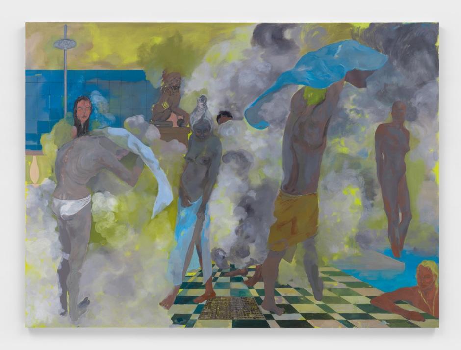 Steam Room, 2022  oil on canvas  220 x 300 x 2.5 cm / 118 ⅛ x 86 ⅝ x 1 in