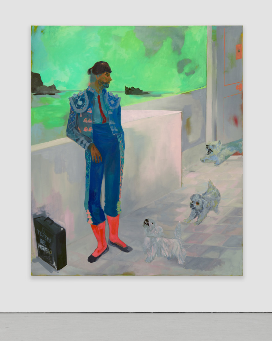 ¡Tragalo perro! (Swallow that, Dog!), 2024  oil on canvas  200.5 x 169.8 x 3.8 cm / 79 x 66 ⅞ x 1 ½ in