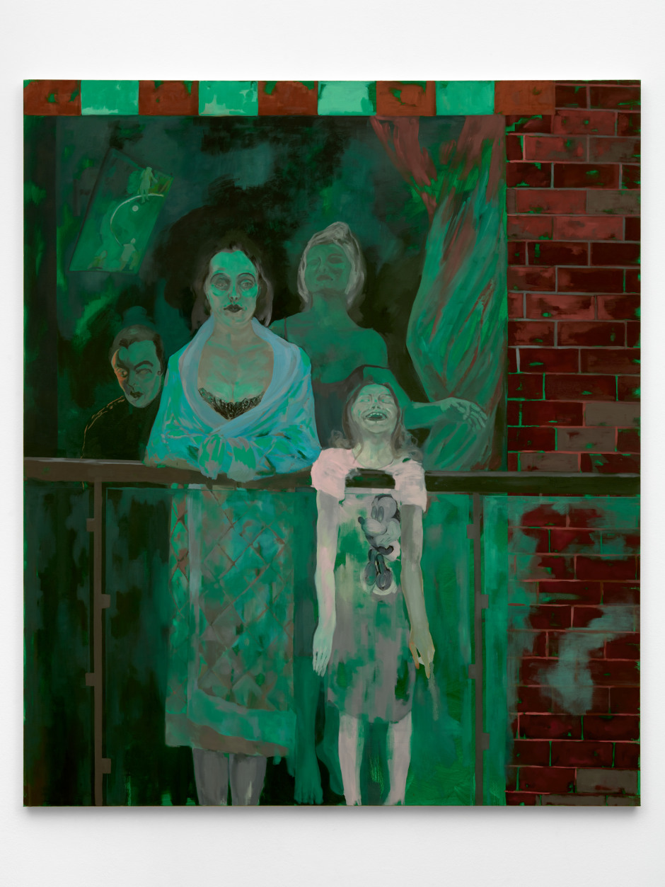 Que viene el Coco (Here Comes the Bogeyman), 2024  oil on canvas  200.5 x 169.8 x 3.8 cm / 79 x 66 7/8 x 1 1/2 in.  © Georgia Gardner Gray. Courtesy of the Artist and Sadie Coles HQ, London.  Photo: Robert Glowacki