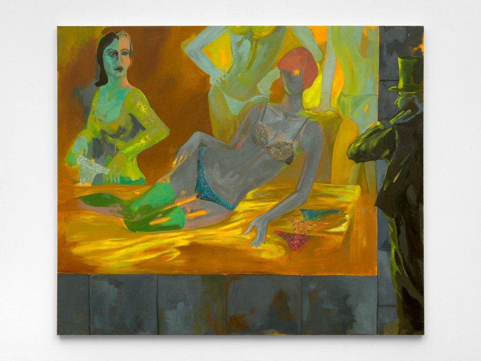 Interior Feminine, 2024  oil on canvas  160.2 x 190.5 x 4 cm / 63 1/8 x 75 x 1 5/8 in.  © Georgia Gardner Gray. Courtesy of the Artist and Sadie Coles HQ, London.  Photo: Robert Glowacki