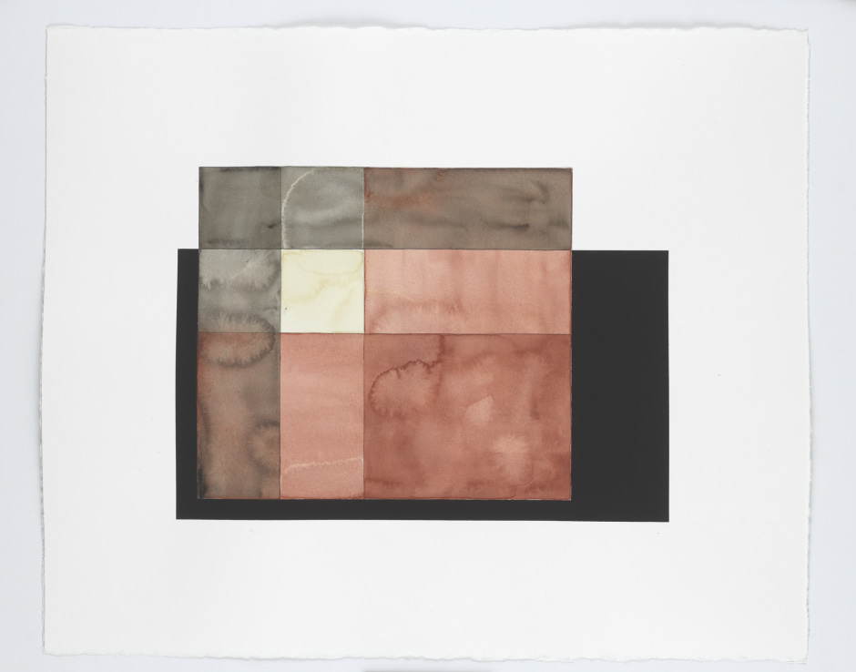 Warp and Weft Study (rust, white and black), 2013  watercolour and gouache on paper  63.6 x 75.9 x 3.4 cm  25 ⅛ x 29 ⅞ x 1 ⅜ in.