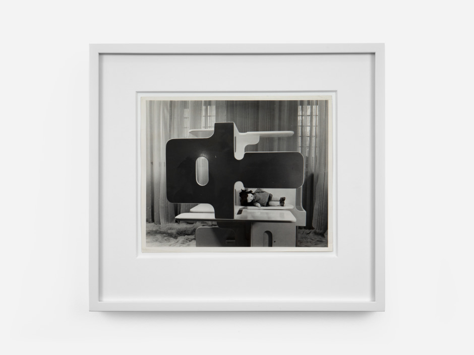 John Donat  Chairs for Liberty & Co. , 1965  vintage black and white photograph  site size: 20.3 x 25.4 cm / 8 x 10 in frame size: 35 x 38.9 x 3.8 cm / 13 ¾ x 15 ¼ x 1 ½ in  © John Donat, courtesy Max Clendinning & Ralph Adron and Sadie Coles HQ, London  Photo: Katie Morrison